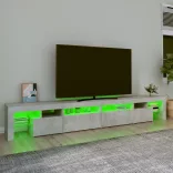 betonszürke TV-szekrény LED lámpákkal 260x36,5x40 cm
