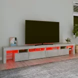 betonszürke TV-szekrény LED lámpákkal 260x36,5x40 cm