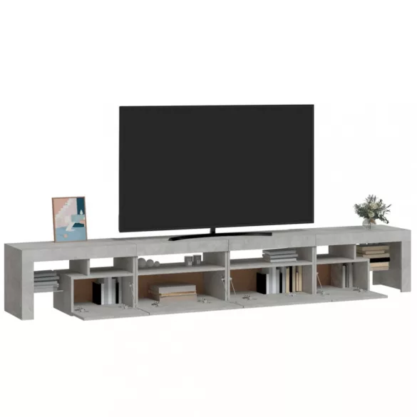 betonszürke TV-szekrény LED lámpákkal 260x36,5x40 cm