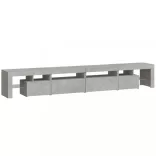 betonszürke TV-szekrény LED lámpákkal 260x36,5x40 cm