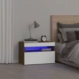 füstös tölgy színű éjjeliszekrény LED világítással 60x35x40 cm