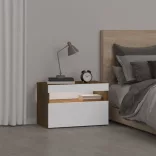 füstös tölgy színű éjjeliszekrény LED világítással 60x35x40 cm