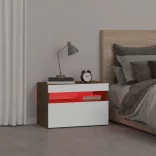 füstös tölgy színű éjjeliszekrény LED világítással 60x35x40 cm