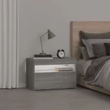 szürke sonoma színű éjjeliszekrény LED világítással 60x35x40 cm