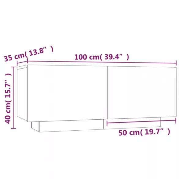 füstös tölgy színű szerelt fa éjjeliszekrény 100 x 35 x 40 cm