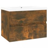 füstös tölgy színű fatermék mosdószekrény beépített mosdóval