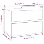 füstös tölgy színű fatermék mosdószekrény beépített mosdóval