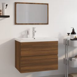 barna tölgyszínű szerelt fa fürdőszobai bútorszett