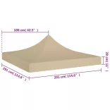 bézs tető partisátorhoz 3 x 3 m 270 g/m²