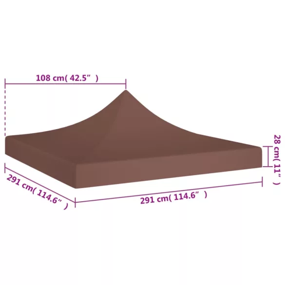 barna tető partisátorhoz 3 x 3 m 270 g/m²