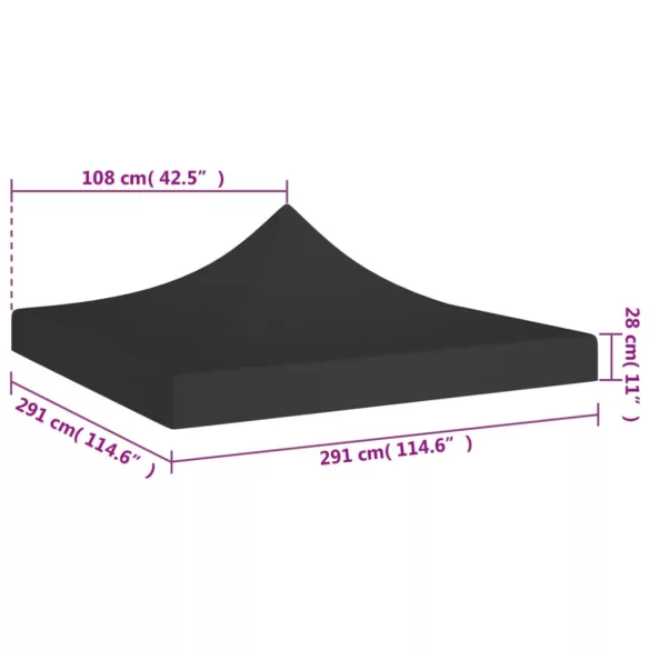 fekete tető partisátorhoz 3 x 3 m 270 g/m²