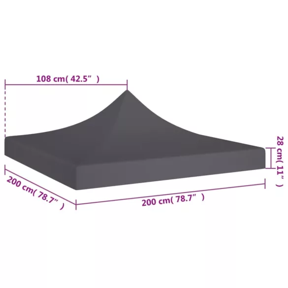 antracitszürke tető partisátorhoz 2 x 2 m 270 g/m²