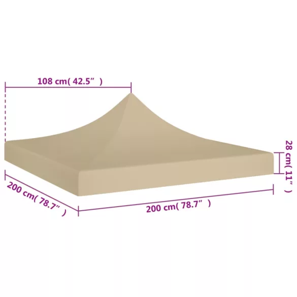 bézs tető partisátorhoz 2 x 2 m 270 g/m²