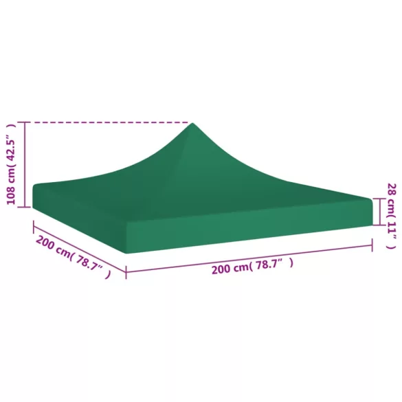 zöld tető partisátorhoz 2 x 2 m 270 g/m²