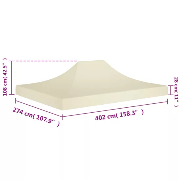 krémszínű tető partisátorhoz 4 x 3 m 270 g/m²