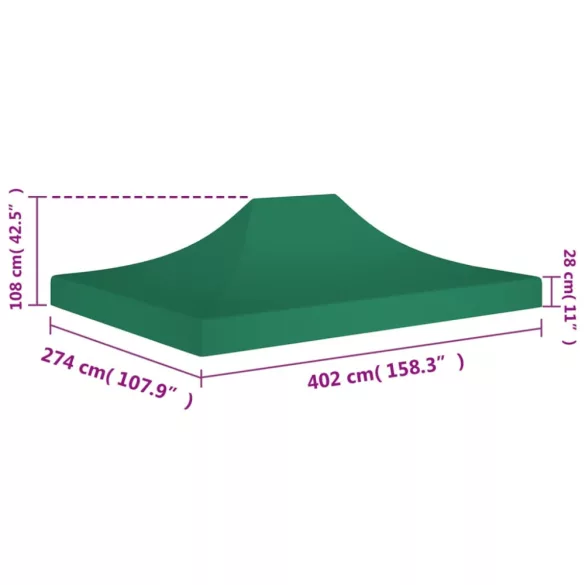 zöld tető partisátorhoz 4 x 3 m 270 g/m²