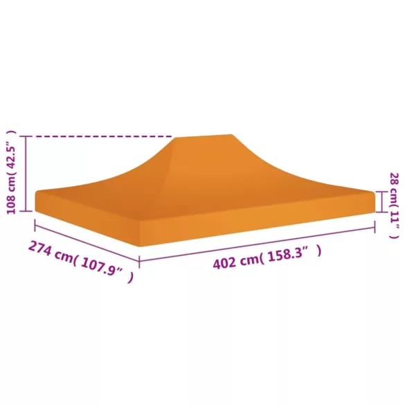narancssárga tető partisátorhoz 4 x 3 m 270 g/m²