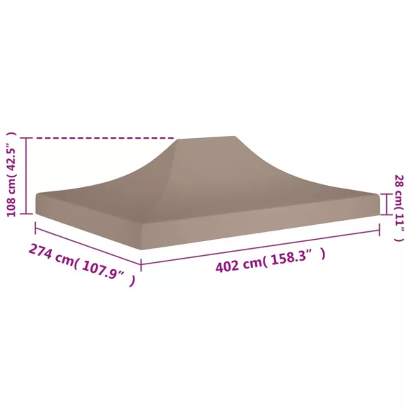 tópszínű tető partisátorhoz 4 x 3 m 270 g/m²