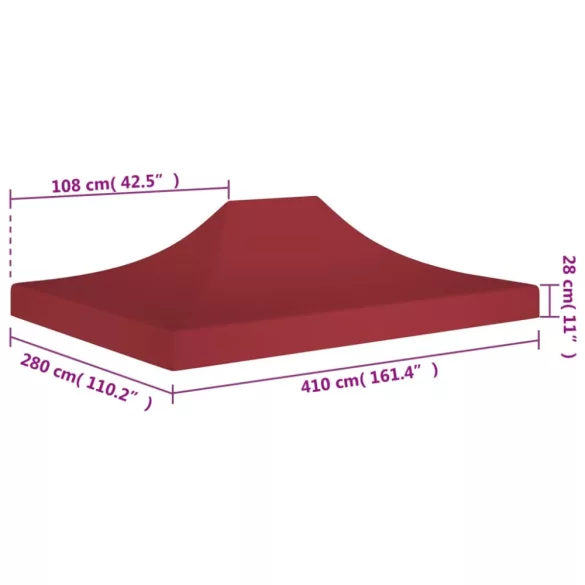 burgundi vörös tető partisátorhoz 4 x 3 m 270 g/m²