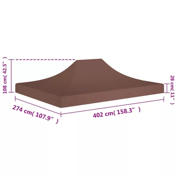 barna tető partisátorhoz 4 x 3 m 270 g/m²