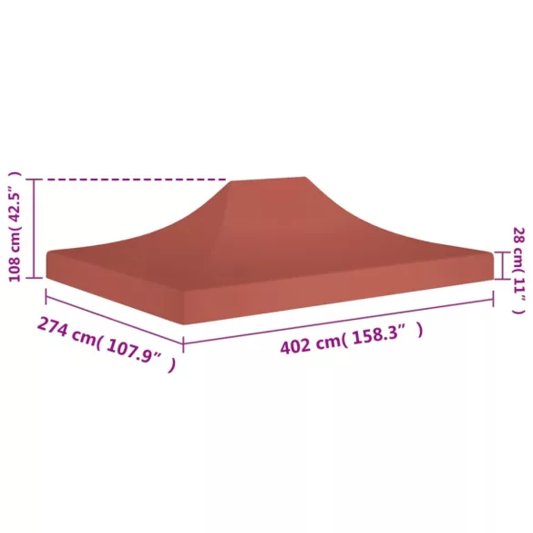 terrakotta tető partisátorhoz 4 x 3 m 270 g/m²