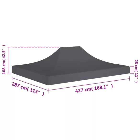 antracitszürke tető partisátorhoz 4,5 x 3 m 270 g/m²