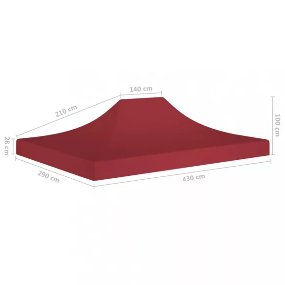burgundi vörös tető partisátorhoz 4,5 x 3 m 270 g/m²