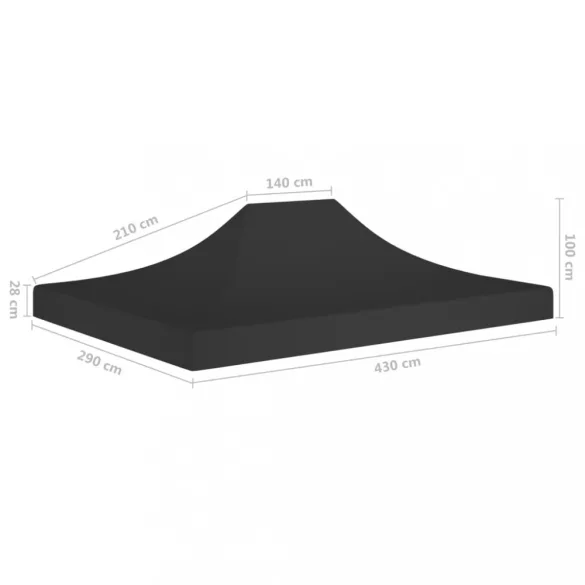 fekete tető partisátorhoz 4,5 x 3 m 270 g/m²