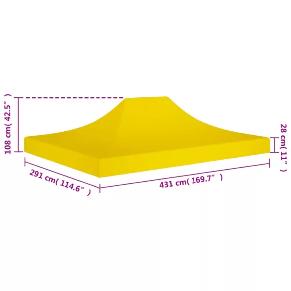 sárga tető partisátorhoz 4,5 x 3 m 270 g/m²