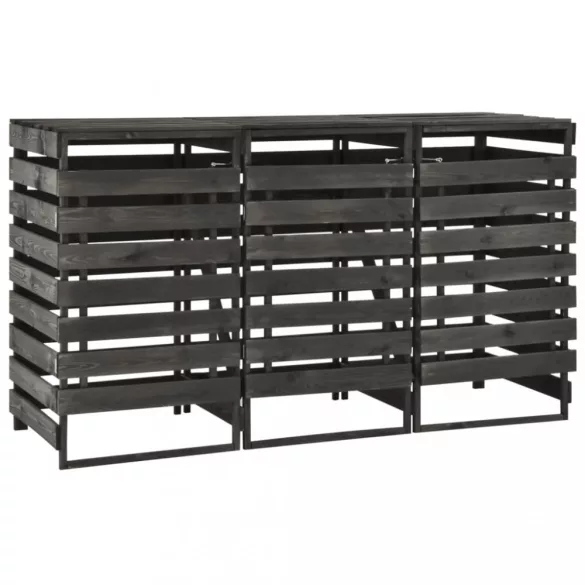 festett tömör fenyőfa tripla kerekeskuka-tároló 210x75x121 cm