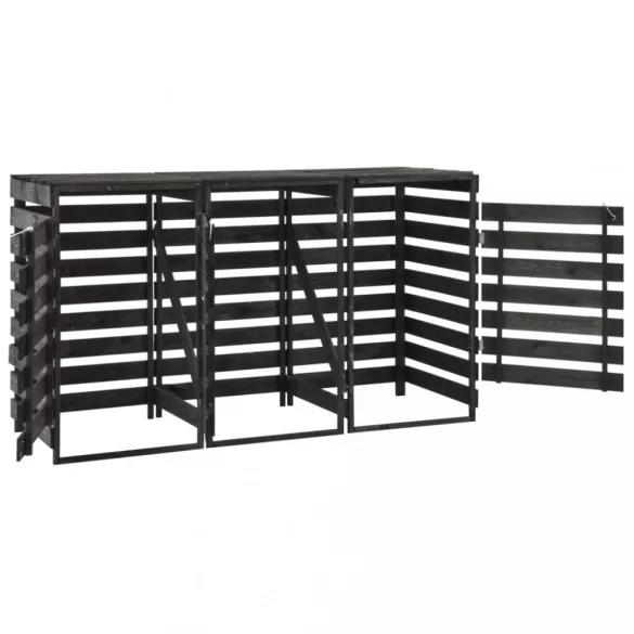 festett tömör fenyőfa tripla kerekeskuka-tároló 210x75x121 cm