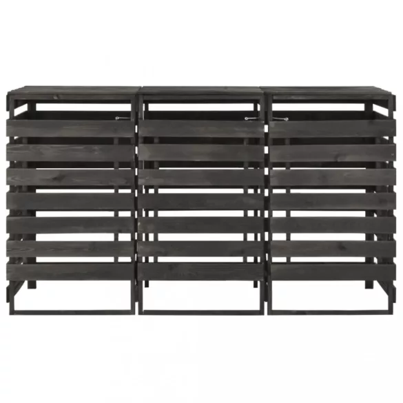 festett tömör fenyőfa tripla kerekeskuka-tároló 210x75x121 cm