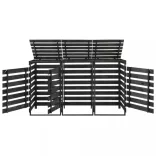 festett tömör fenyőfa tripla kerekeskuka-tároló 210x75x121 cm