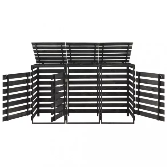 festett tömör fenyőfa tripla kerekeskuka-tároló 210x75x121 cm