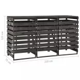 festett tömör fenyőfa tripla kerekeskuka-tároló 210x75x121 cm