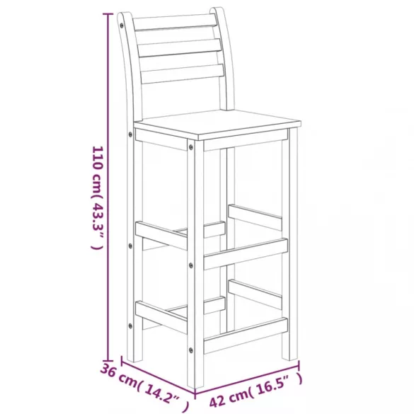 7 részes tömör akácfa kerti bárgarnitúra