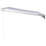 kék és fehér szövet és alumínium behúzható napellenző 3 x 2,5 m