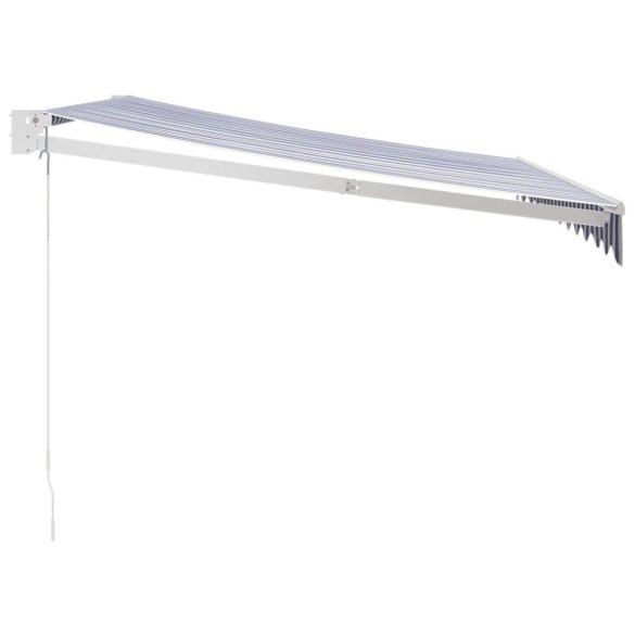 kék és fehér szövet és alumínium behúzható napellenző 3 x 2,5 m