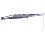 kék és fehér szövet és alumínium behúzható napellenző 3 x 2,5 m