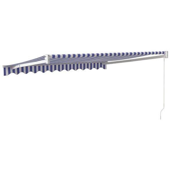kék és fehér szövet és alumínium behúzható napellenző 3 x 2,5 m