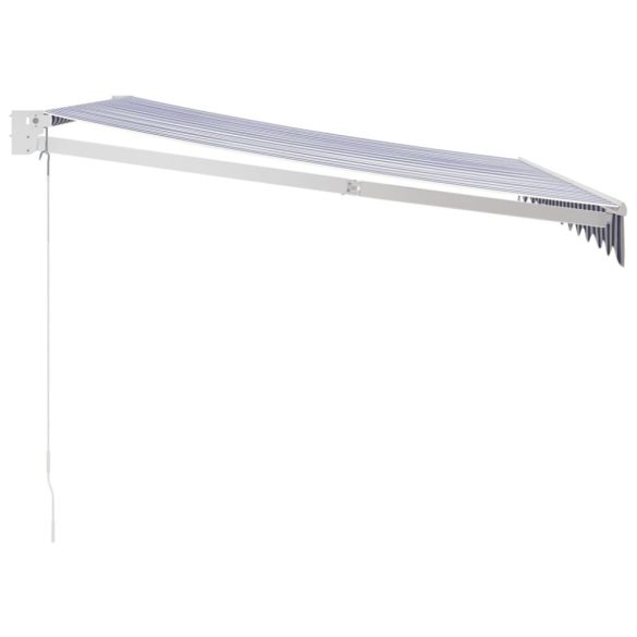 kék/fehér szövet és alumínium behúzható napellenző 3,5 x 2,5 m