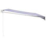 kék és fehér szövet és alumínium behúzható napellenző 4 x 3 m