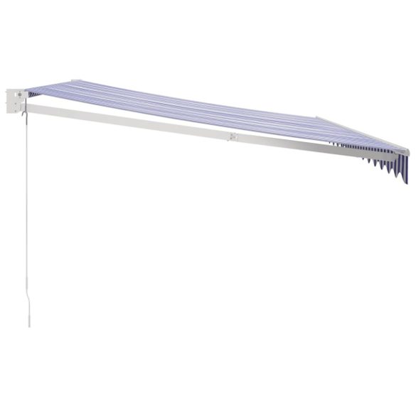 kék és fehér szövet és alumínium behúzható napellenző 4 x 3 m