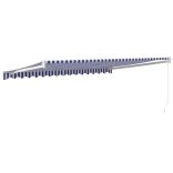 kék és fehér szövet és alumínium behúzható napellenző 4 x 3 m