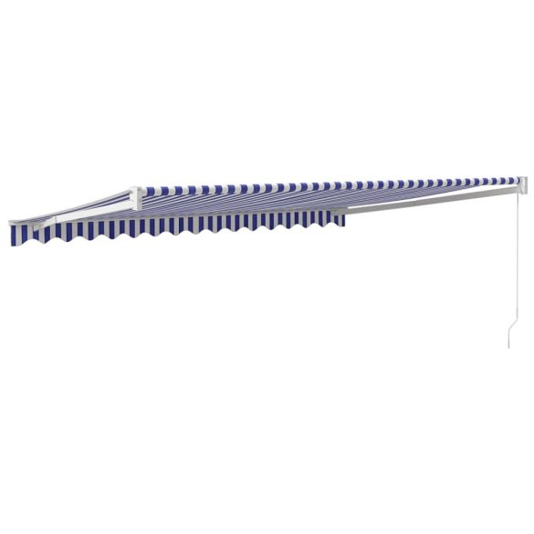 kék és fehér szövet és alumínium behúzható napellenző 4 x 3 m