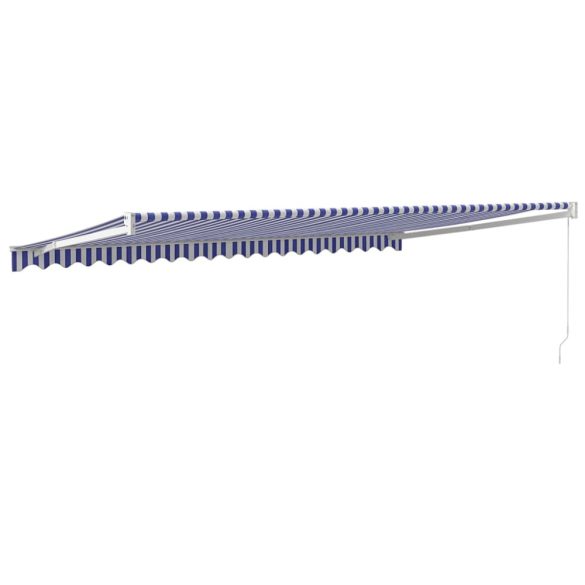 kék és fehér szövet és alumínium behúzható napellenző 5 x 3 m