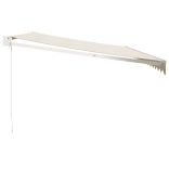 krémszínű szövet és alumínium behúzható napellenző 5 x 3 m