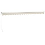 krémszínű szövet és alumínium behúzható napellenző 5 x 3 m