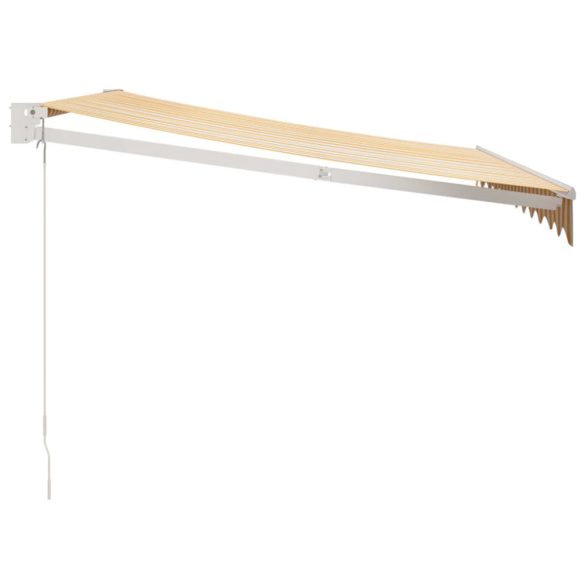 sárga-fehér szövet és alumínium behúzható napellenző 3 x 2,5 m