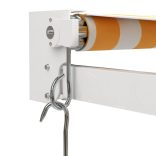 sárga-fehér szövet és alumínium behúzható napellenző 3 x 2,5 m